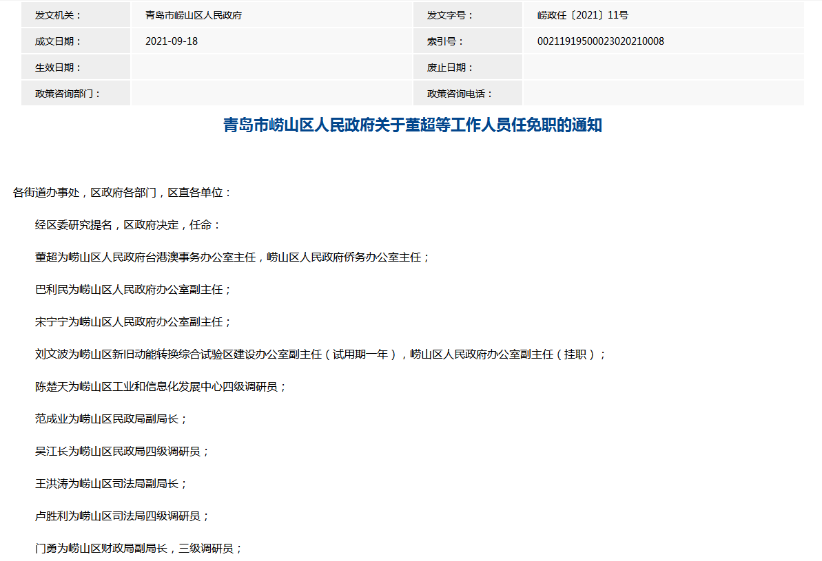 青岛市最新人事任免动态概览